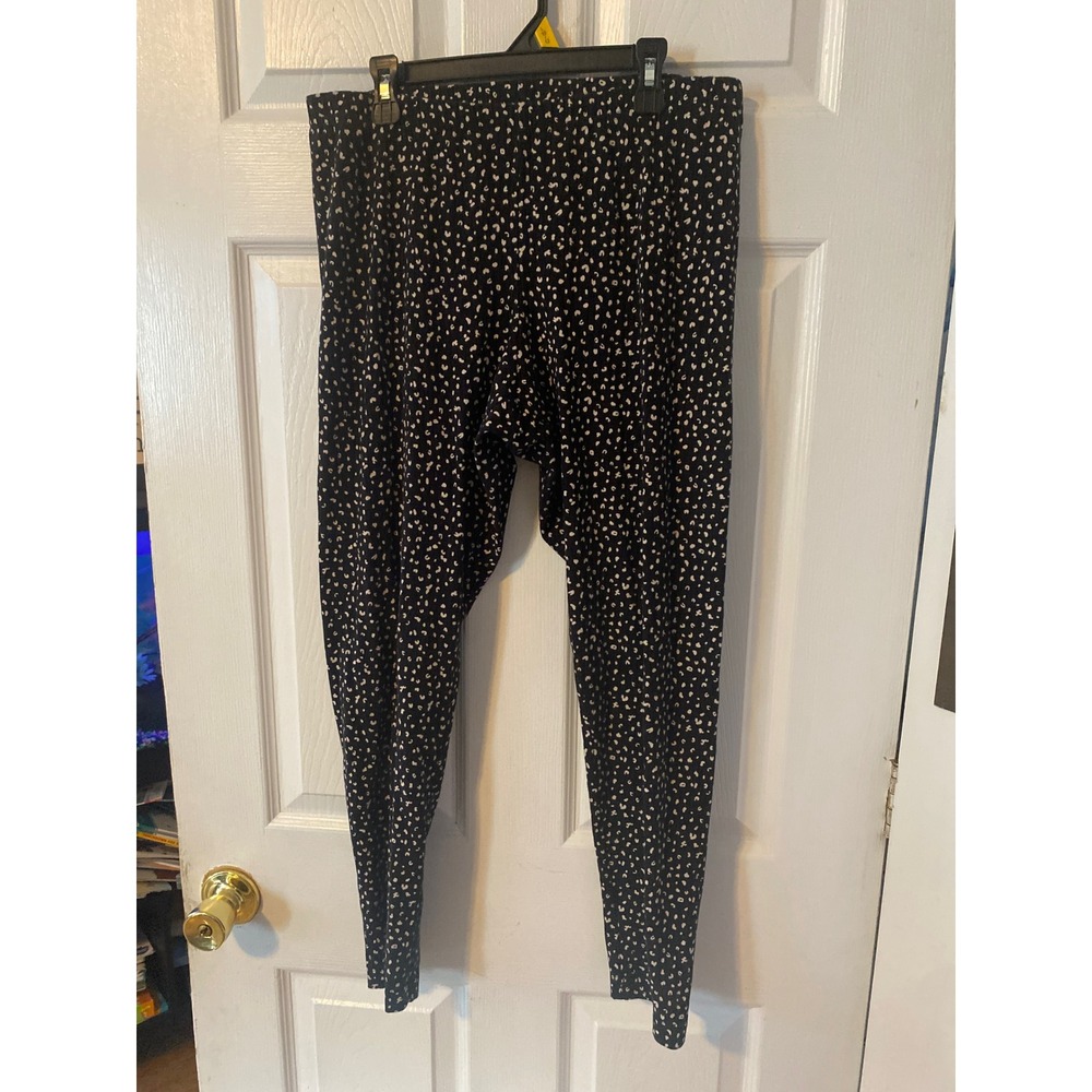 Old Navy Womens XL Black White Leopard Print Cotton Stretch Leggings High Waist